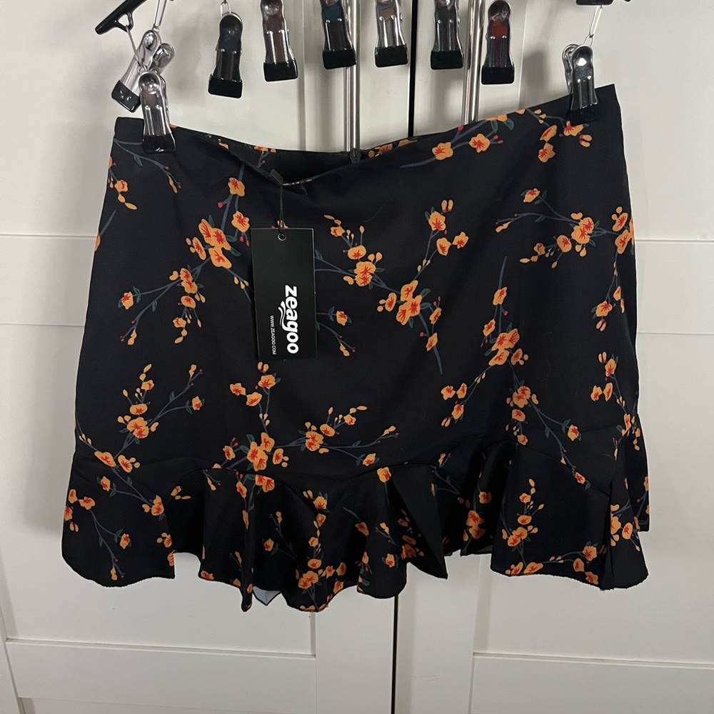 Zeagoo Women's Floral Black Skirt